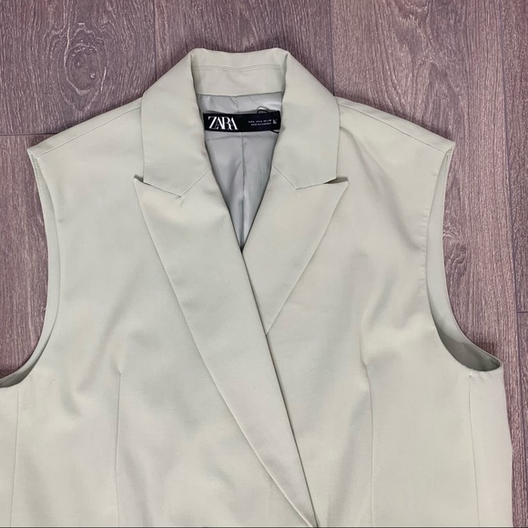 Zara Double Breasted Vest Blazer Green Size L NWT - Picture 9 of 17